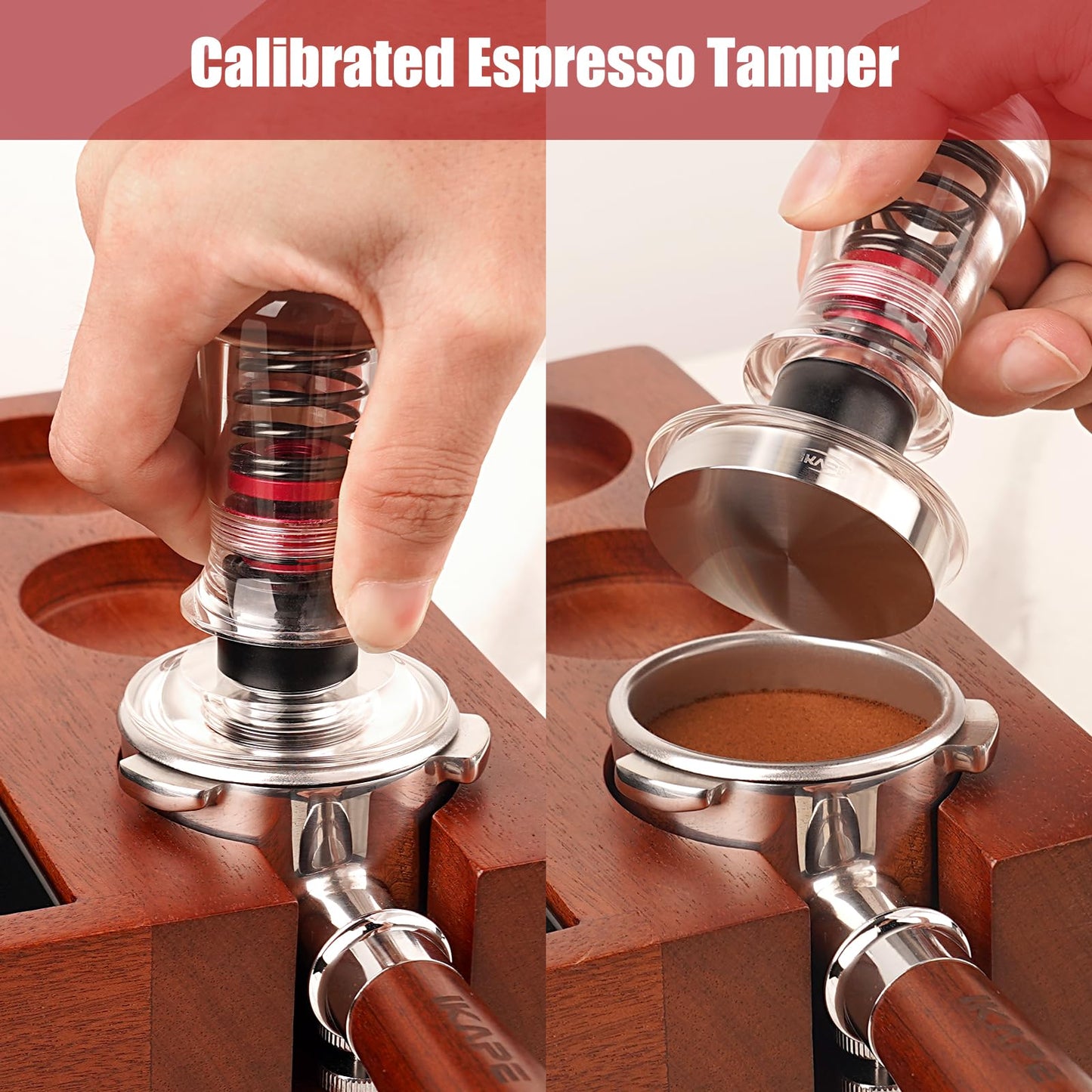 IKAPE 53.3mm Ace Transparent Spring-Loaded Calibrated Tamper