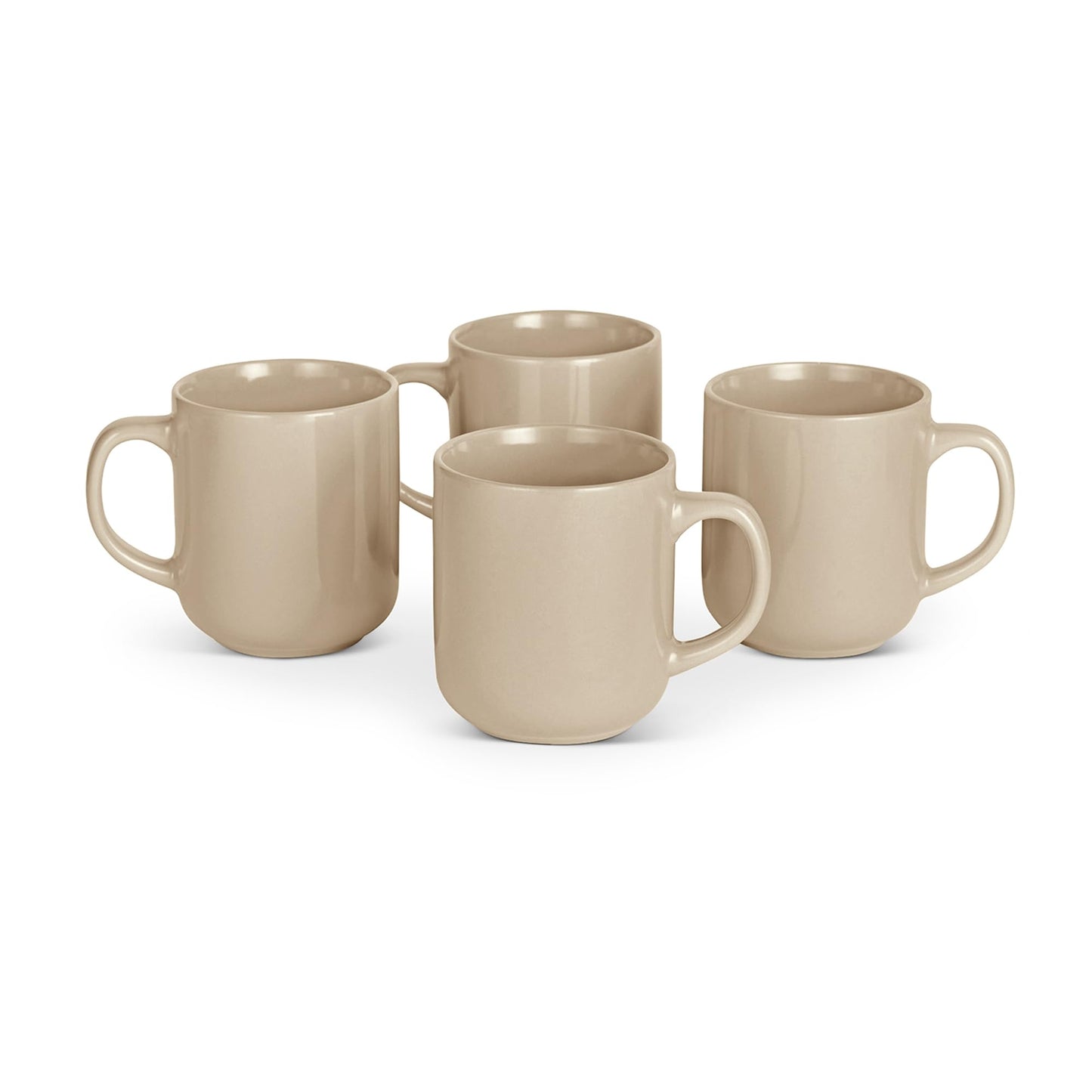 Amazon Basics Stoneware Coffee Mugs, 16 oz, 4-Piece Set, Gloss-Glazed, Stain-Resistant, Microwave, Freezer and Dishwasher-Safe, Linen Gray