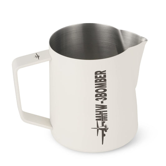 MHW-3BOMBER Latte Art Pitcher Stainless Steel Milk Frothing Pitcher Steamed Espresso Cup Barista Essentials (Cream White, 16.9oz/500ml) P5020W