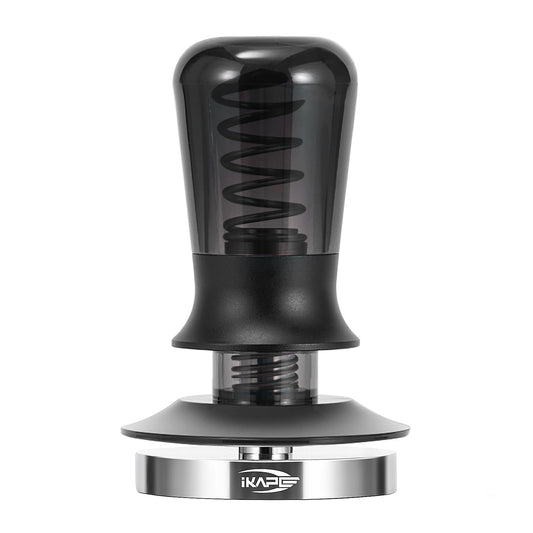 IKAPE 53mm Semi-Transparent Coffee Tamper for Espresso, Spring Calibrated with Threaded Premium Stainless Steel Base, Suitable for 54mm Breville Bottomless Portafilters(New Upgrade)