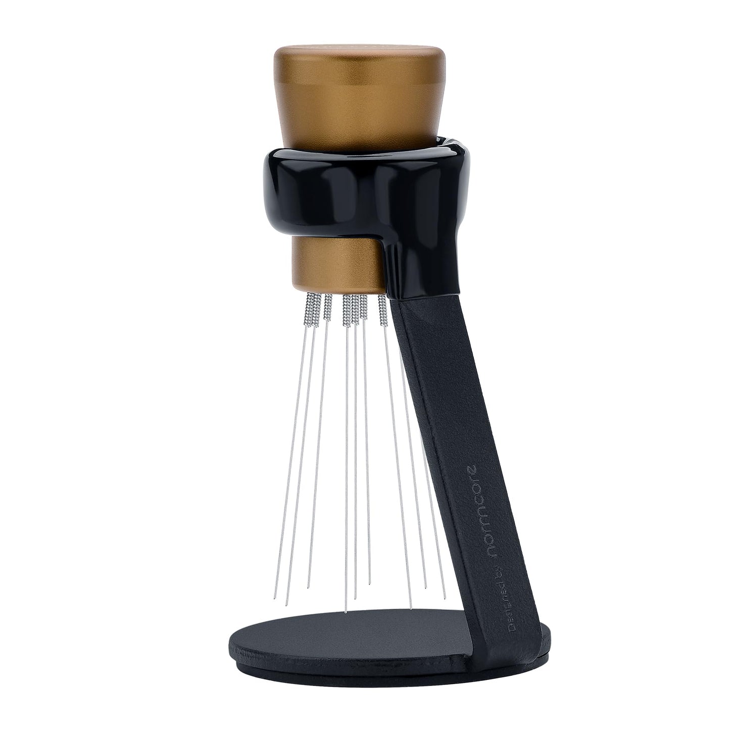 Normcore WDT Tool V2.1 with Stand - 0.23mm 9 Prong Espresso Distribution Tool, Weiss Distribution Technique, Magnetic Coffee Stirrer with 16 Extra Needles, Bronze Anodized Aluminum Handle
