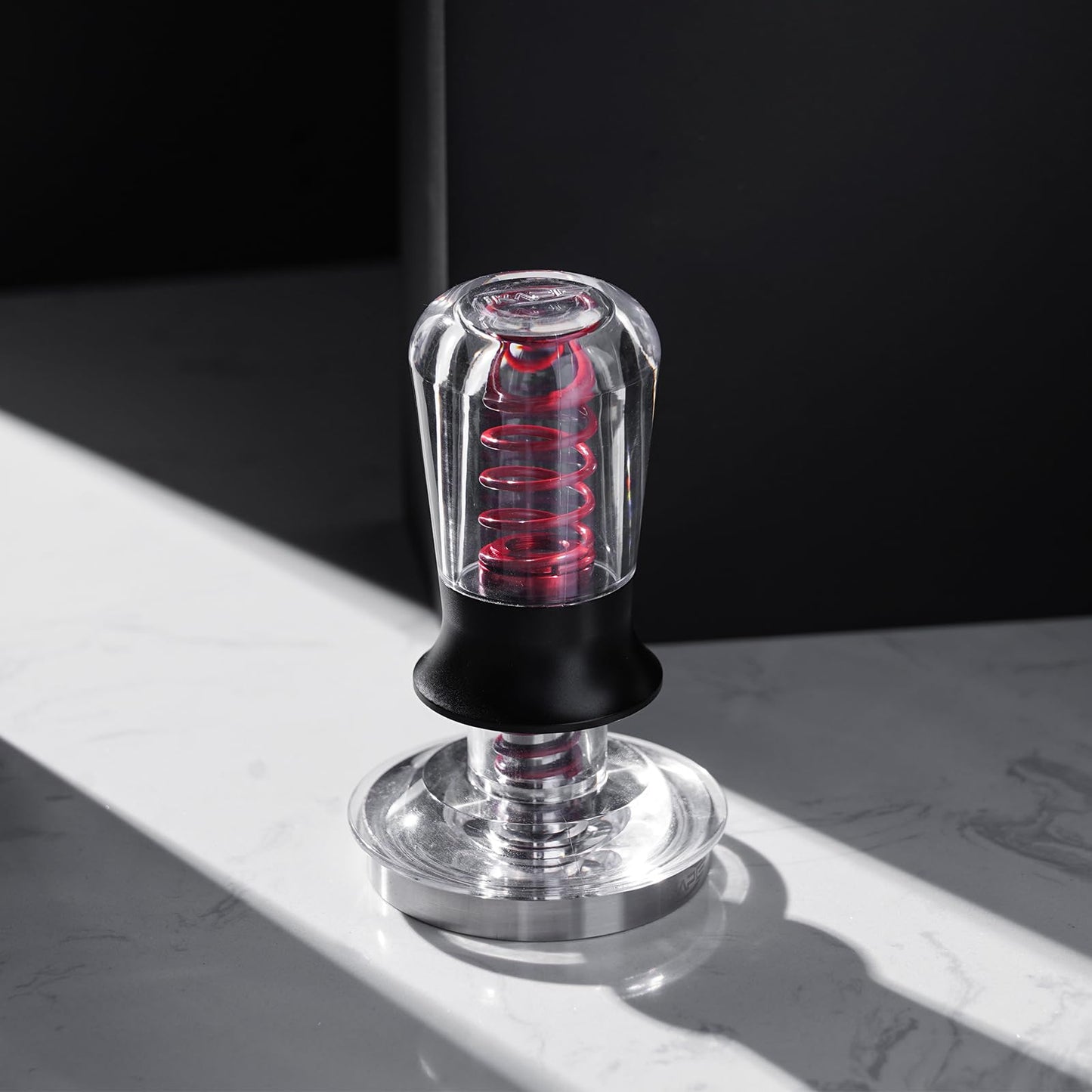 IKAPE 58.35mm Ace Transparent Espresso Coffee Tamper, Premium Barista Coffee Tamper with Calibrated Spring Loaded, Threaded Stainless Steel Base for Espresso Machine(New Upgrade)