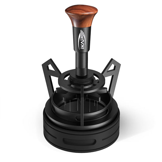 IKAPE Espresso Coffee V3 WDT Tool, 54mm Stirrer Distribution Tool, Equipped with 10-needle Stirrer, Adjustable Needle Height, Coffee Stirrer with Dosing Funnel & Stand