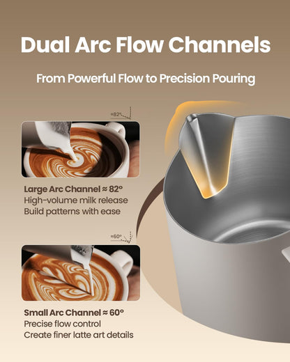 MHW-3BOMBER Latte Art Pitcher Stainless Steel Milk Frothing Pitcher Steamed Espresso Cup Barista Essentials (Cream White, 16.9oz/500ml) P5020W