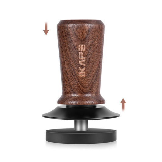 IKAPE 58.35mm Espresso Tamper, Spring-loaded Calibrated Tamper with Walnut Handle, Titanium Ripple Plating Base, Fits for Over 58mm Espresso Machine Bottomless Portafilter