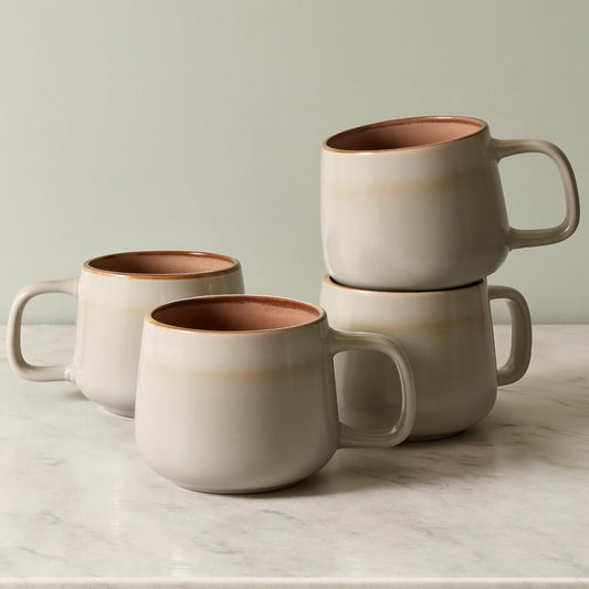 Ava Nord Large Stoneware Ceramic Coffee Mugs Set of 4-16 oz - Sage Ash