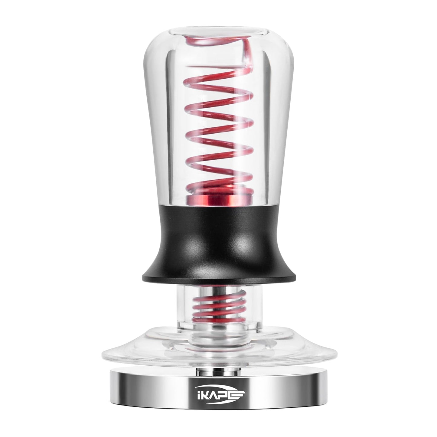 IKAPE 58.35mm Ace Transparent Espresso Coffee Tamper, Premium Barista Coffee Tamper with Calibrated Spring Loaded, Threaded Stainless Steel Base for Espresso Machine(New Upgrade)