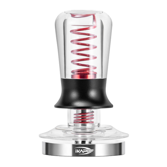 IKAPE 58.35mm Ace Transparent Espresso Coffee Tamper, Premium Barista Coffee Tamper with Calibrated Spring Loaded, Threaded Stainless Steel Base for Espresso Machine(New Upgrade)
