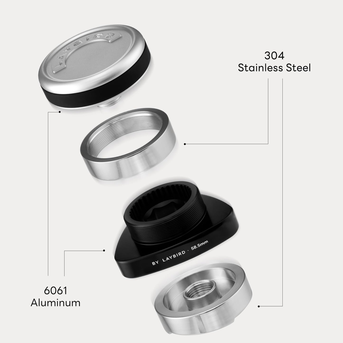 LAYBIRD TriSpin Espresso Distributor, Fits 53.3mm & 54mm, Gravity-Assisted