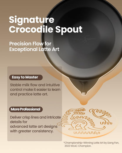 MHW-3BOMBER Latte Art Pitcher Stainless Steel Milk Frothing Pitcher Steamed Espresso Cup Barista Essentials (Cream White, 16.9oz/500ml) P5020W