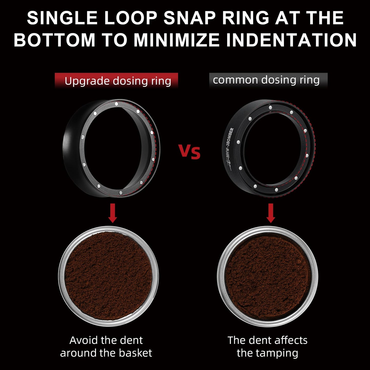 MHW-3BOMBER 58mm Espresso Dosing Funnel Magnetic Coffee Dosing Ring Portafilter Funnel Barista Tools Compatible with 58MM Portafilter DR5546B-OS