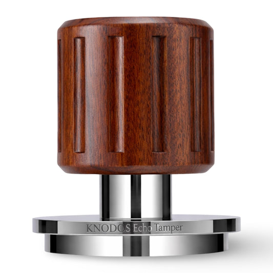 KNODOS 58.5mm Coffee Tamper with Rosewood Handle – Spring Loaded Echo Espresso Tamper, 30lb Spring & Click for 58.5mm Baskets