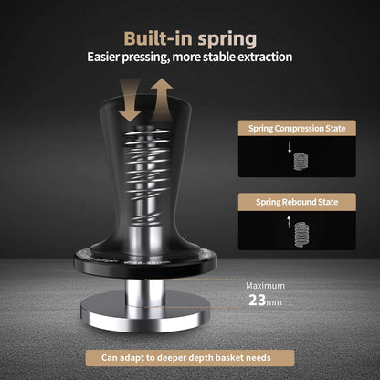 MHW-3BOMBER 54mm Espresso Tamper, 53.35mm Double Spring Coffee Loaded Tamper Tool, Compatible with 53mm/54mm Breville Portafilter, Self Leveling Espresso Hand Tampers, Espresso Accessories,T6000-OS