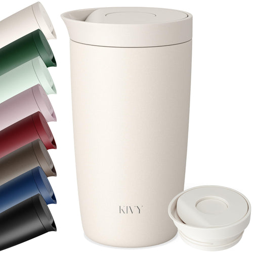 KIVY Travel Coffee Mug Tumbler [24h Cold | 6h Hot] Reusable Insulated Coffee Tumbler Stainless Steel - Spill Proof Coffee Travel Mug - Leakproof 12oz Insulated cup to go - Dishwasher Safe, BPA Free