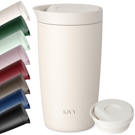 KIVY Travel Coffee Mug Tumbler [24h Cold | 6h Hot] Reusable Insulated Coffee Tumbler Stainless Steel - Spill Proof Coffee Travel Mug - Leakproof 12oz Insulated cup to go - Dishwasher Safe, BPA Free