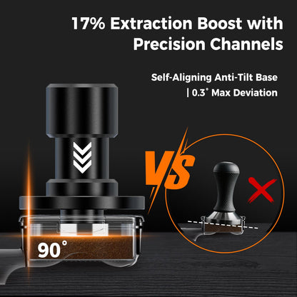 IKAPE 58.35MM V6 Impact Espresso Tamper with Sound Feedback, 15lb/30lb Interchangeable Springs, Espresso Low-Profile Tamper with Triple-spring System, Fits Over 58mm portafilters