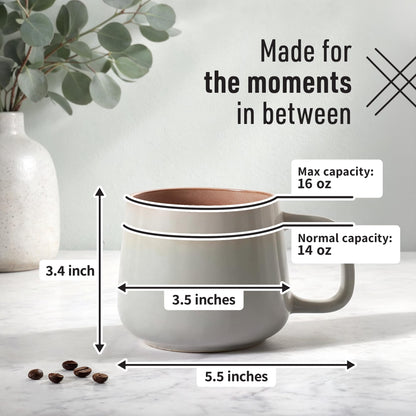 Ava Nord Large Stoneware Ceramic Coffee Mugs Set of 4-16 oz - Sage Ash