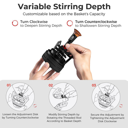 IKAPE Espresso Coffee V3 WDT Tool, 54mm Stirrer Distribution Tool, Equipped with 10-needle Stirrer, Adjustable Needle Height, Coffee Stirrer with Dosing Funnel & Stand