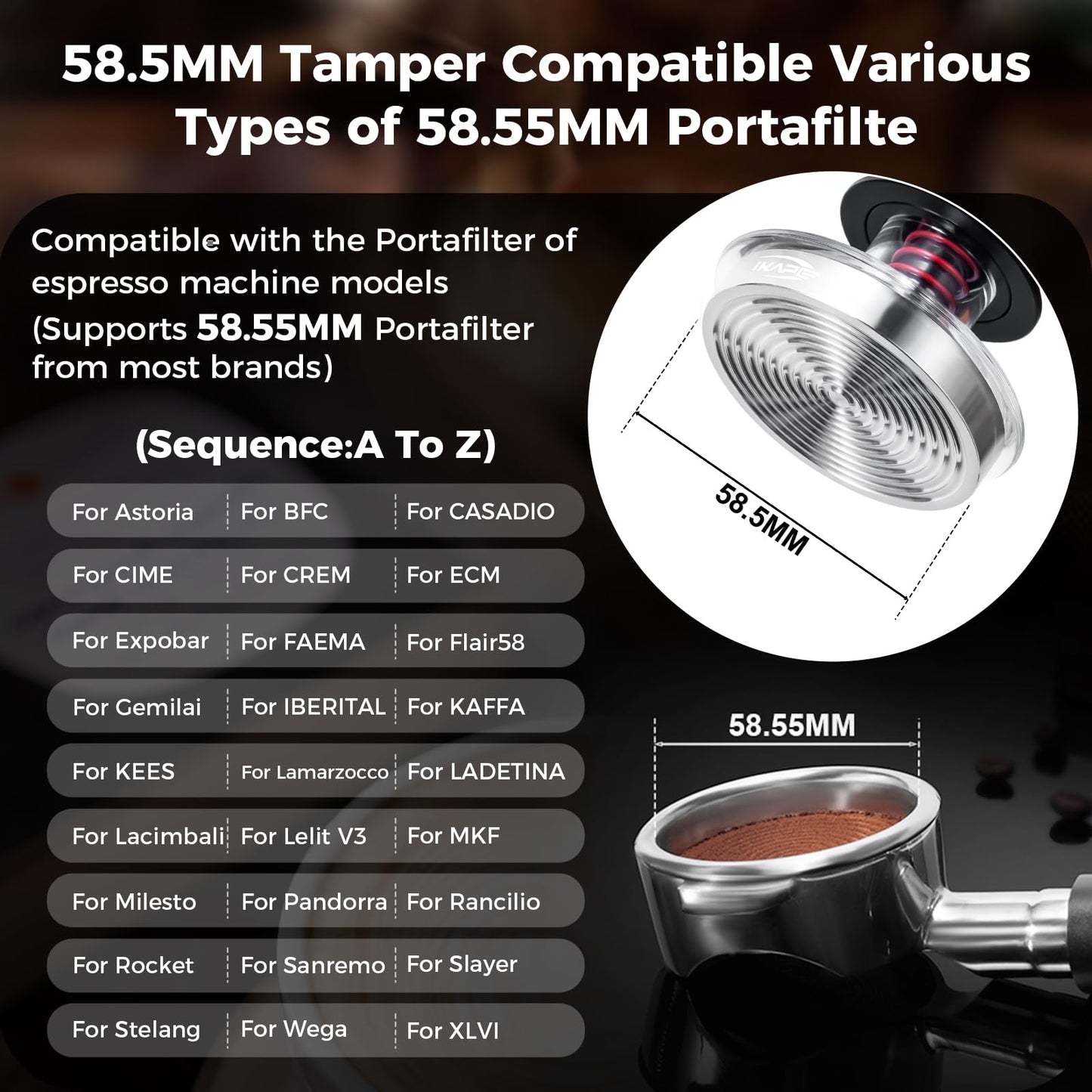 IKAPE 58.35mm Ace Transparent Espresso Coffee Tamper, Premium Barista Coffee Tamper with Calibrated Spring Loaded, Threaded Stainless Steel Base for Espresso Machine(New Upgrade)
