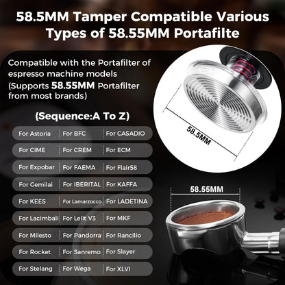 IKAPE 58.35mm Ace Transparent Espresso Coffee Tamper, Premium Barista Coffee Tamper with Calibrated Spring Loaded, Threaded Stainless Steel Base for Espresso Machine(New Upgrade)