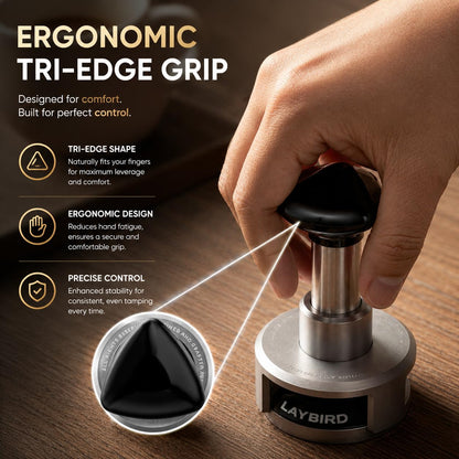 LAY BIRD TriPress Espresso Tamper 58mm, Spring Loaded Coffee Tamper for 58mm Portafilter Baskets, 25lb Constant Pressure Self Leveling Tamper Tool, Zero-Residue Threaded Base