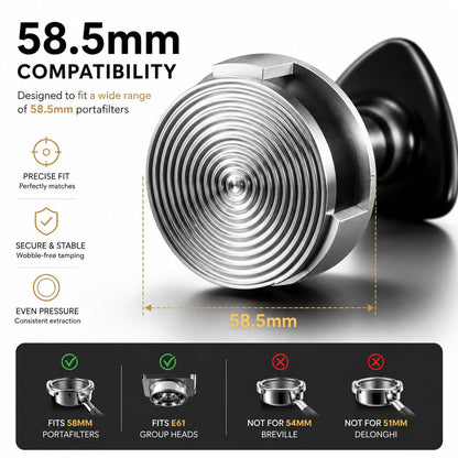 LAY BIRD TriPress Espresso Tamper 58mm, Spring Loaded Coffee Tamper for 58mm Portafilter Baskets, 25lb Constant Pressure Self Leveling Tamper Tool, Zero-Residue Threaded Base