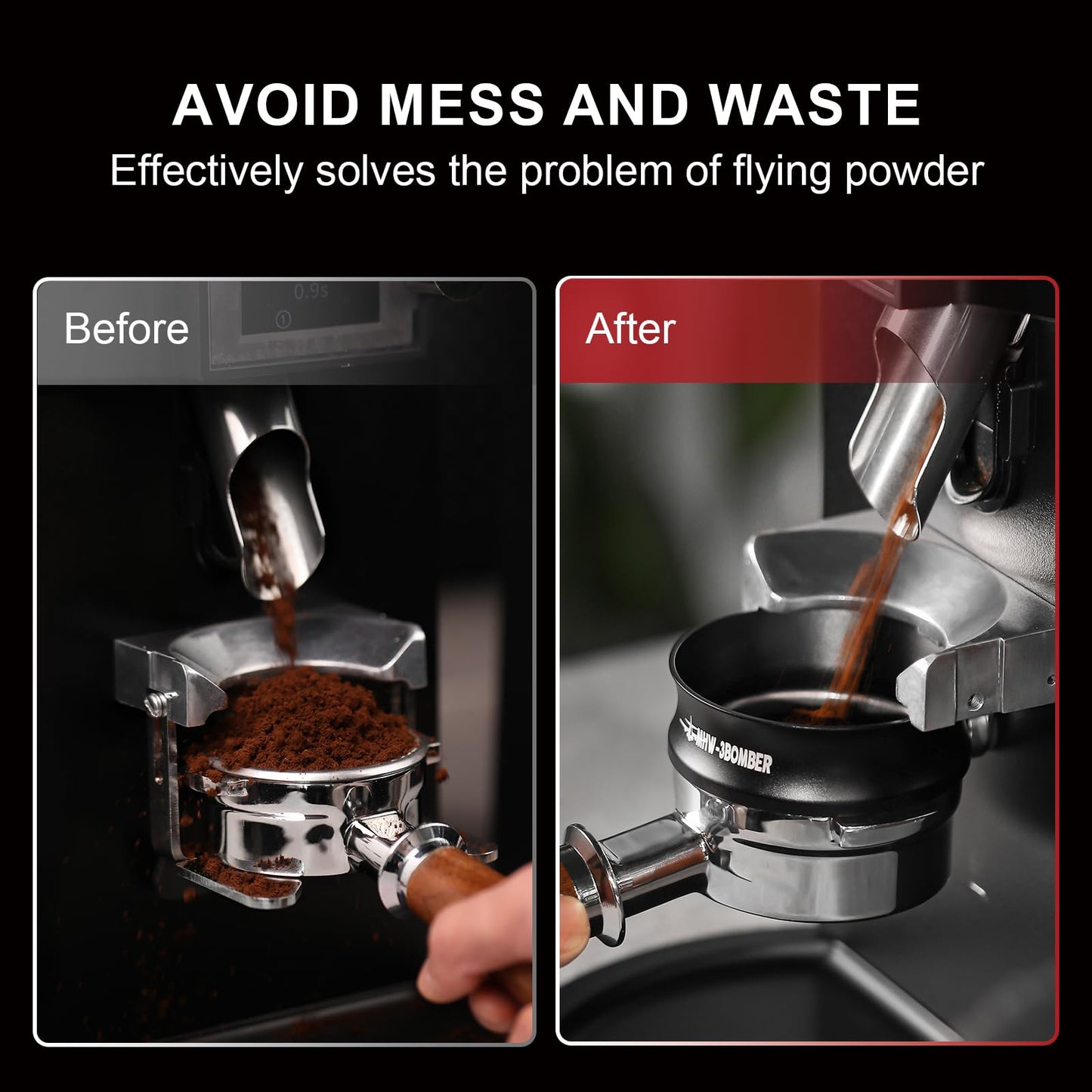MHW-3BOMBER 58mm Espresso Dosing Funnel Magnetic Coffee Dosing Ring Portafilter Funnel Barista Tools Compatible with 58MM Portafilter DR5546B-OS