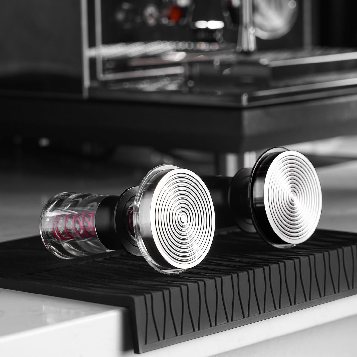 IKAPE 58.35mm Ace Transparent Espresso Coffee Tamper, Premium Barista Coffee Tamper with Calibrated Spring Loaded, Threaded Stainless Steel Base for Espresso Machine(New Upgrade)