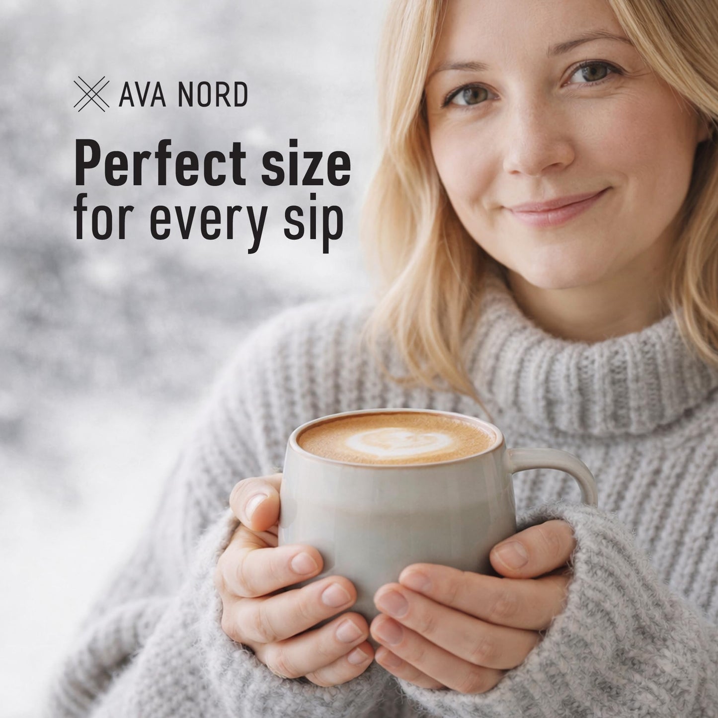 Ava Nord Large Stoneware Ceramic Coffee Mugs Set of 4-16 oz - Sage Ash