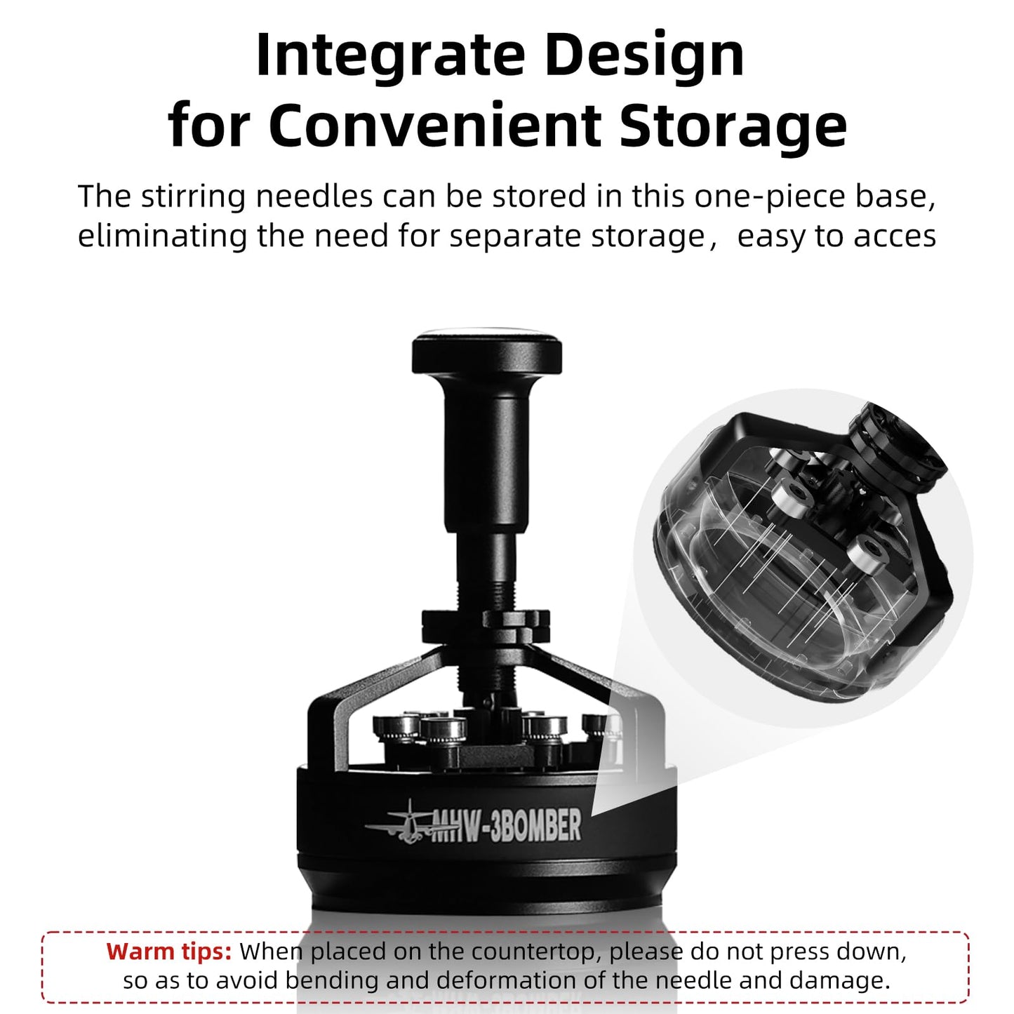 MHW-3BOMBER WDT Tool Espresso 58mm, Espresso Distribution Tool with Magnetic Base for Barista, Adjustable Depth Needle Distributor Tool, 0.25mm x 14 Coffee Stirrer Tools, YU Series Cyclone, T5849