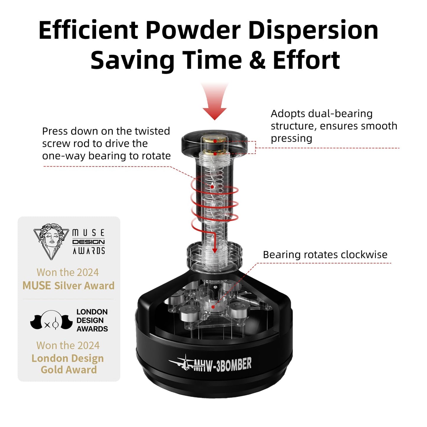 MHW-3BOMBER WDT Tool Espresso 58mm, Espresso Distribution Tool with Magnetic Base for Barista, Adjustable Depth Needle Distributor Tool, 0.25mm x 14 Coffee Stirrer Tools, YU Series Cyclone, T5849