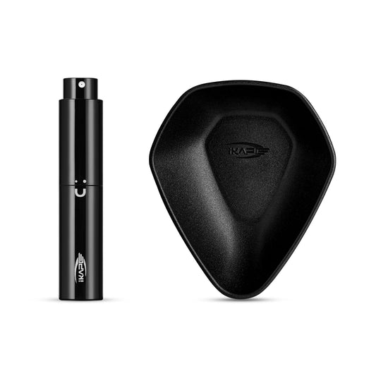 IKAPE Plastic Coffee Bean Dosing Cup and Spray Bottle Kit for Espresso, Coffee Bar Accessories for Reducing Coffee Power Static, Dosing Tray for Coffee or Tea, Sugar(Black)