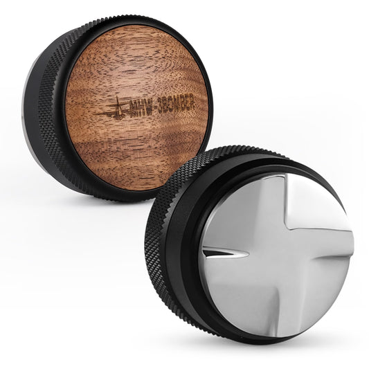 MHW-3BOMBER Espresso Coffee Distributor 58.35mm, Espresso Distribution Tool with Wooden Lid, Adjustable Height Coffee Leveler with Non-slip for 58mm Portafilters, Espresso Accessories T5270L4