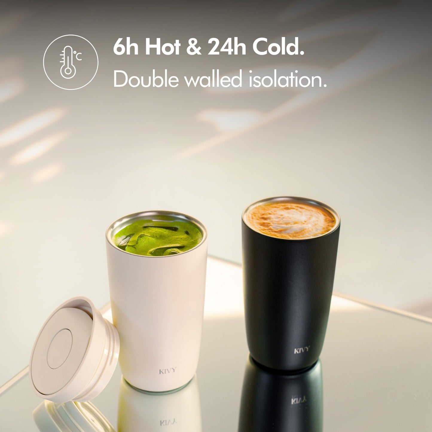 KIVY Travel Coffee Mug Tumbler [24h Cold | 6h Hot] Reusable Insulated Coffee Tumbler Stainless Steel - Spill Proof Coffee Travel Mug - Leakproof 12oz Insulated cup to go - Dishwasher Safe, BPA Free