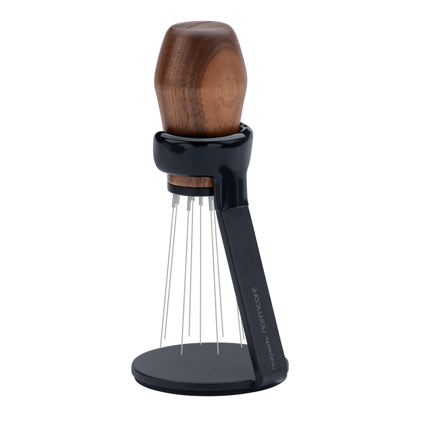 Normcore WDT Distribution Tool with Stand V3, Weiss Distribution Technique, 9 Prong Needle Espresso Stirrer, American Walnut Wood Handle