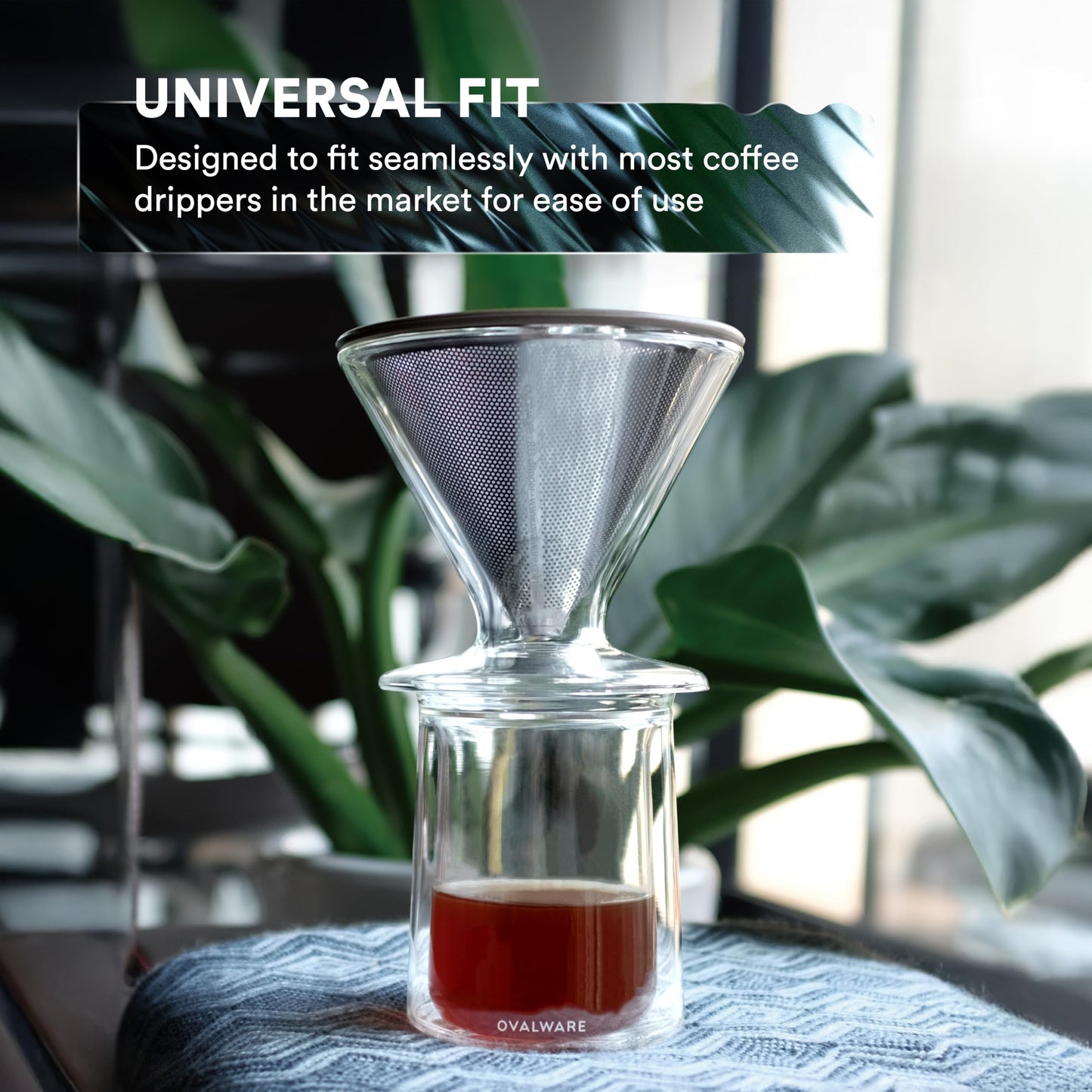 ovalware Double Wall Single Lip Insulated Glass Cup, Set of 2 (12oz / 350ml) - Borosilicate Glass For Coffee, Tea, Whiskey, Cocktails & All Beverages - Minimalistic & Durable Double-Wall Drinking Mug