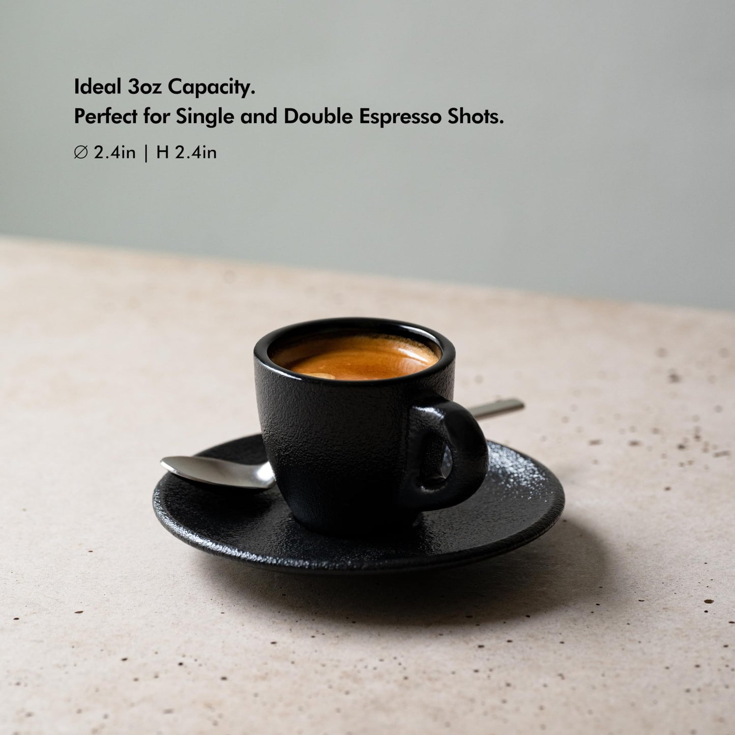 KIVY 3 oz Stoneware Espresso Cups & Saucers (Set of 4) – Blue