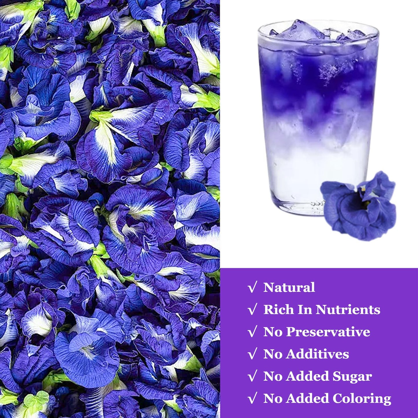 SXETBEAN Butterfly Pea Flower Powder | 3.5oz/100g Butterfly Pea Flower Tea Powder | Blue Matcha Powder | Blue Food Coloring for Cocktail, Smoothies, Baking, Lattes | No Add Sugar