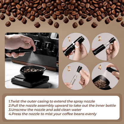IKAPE Plastic Coffee Bean Dosing Cup and Spray Bottle Kit for Espresso, Coffee Bar Accessories for Reducing Coffee Power Static, Dosing Tray for Coffee or Tea, Sugar(Black)