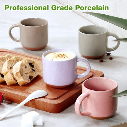Gencywe® Morandi Color Ceramic Mini Espresso Cups Set of 6, 5 oz Expresso Mugs with Handle,Porcelain Coffee Mugs Demitasse Cups, Modern Style Cups, Microwave Dishwasher Safe Suit for Espresso Machine