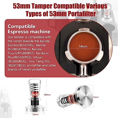 IKAPE 53.3mm Ace Transparent Spring-Loaded Calibrated Tamper