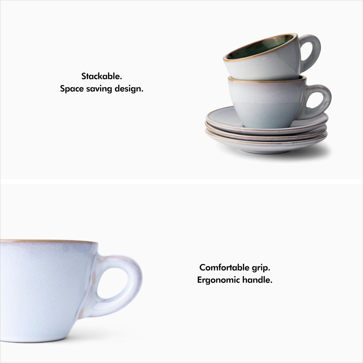 KIVY 3 oz Stoneware Espresso Cups & Saucers (Set of 4) – Blue