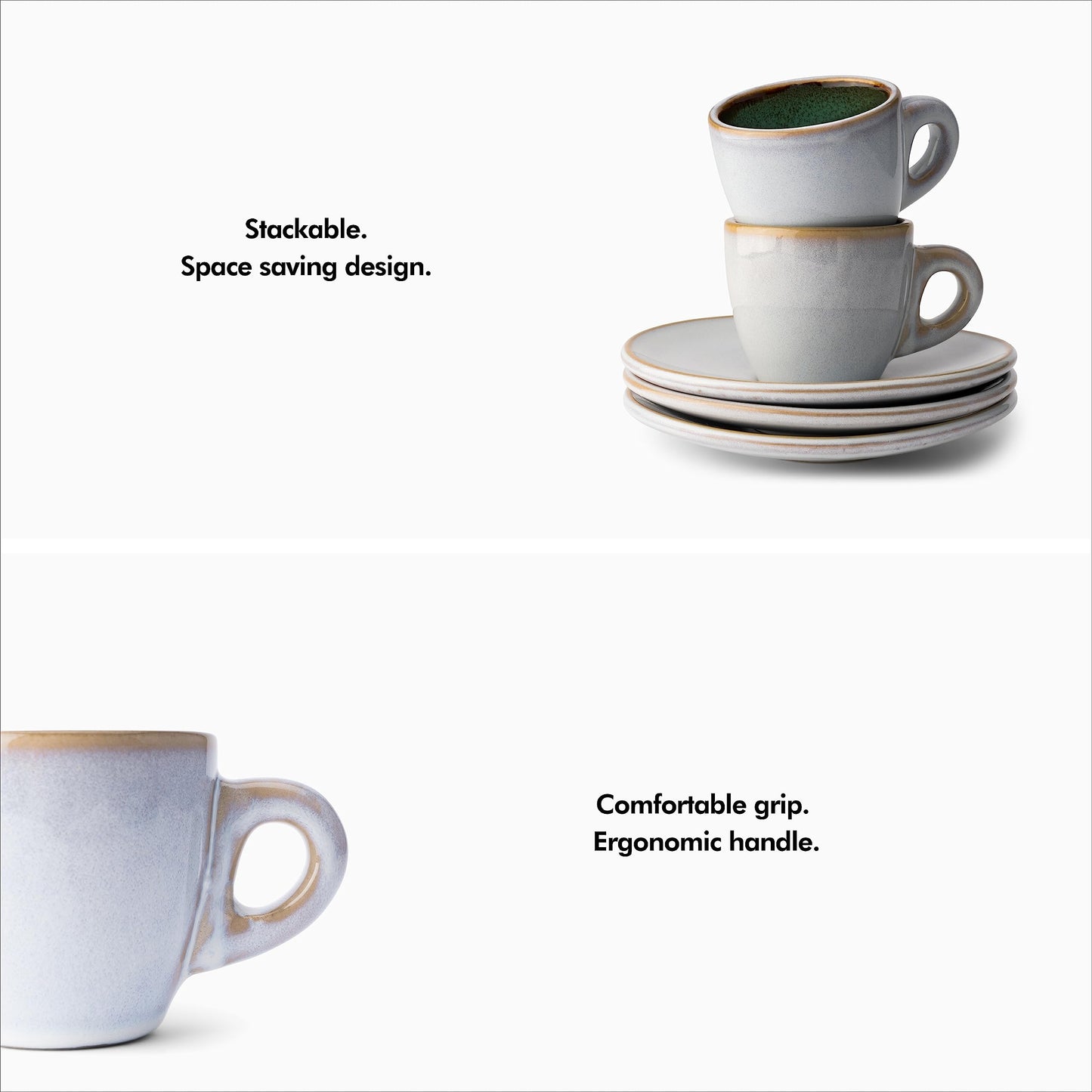 KIVY 3 oz Stoneware Espresso Cups & Saucers (Set of 4) – Blue