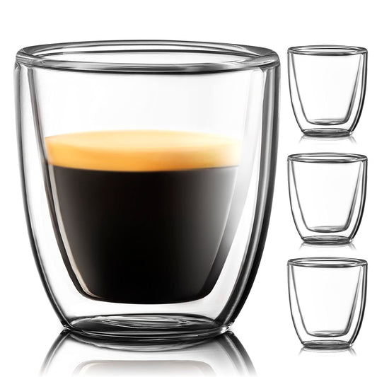 Evaryl Double-Wall Glass Espresso Cups, 2.7 oz (Set of 4)