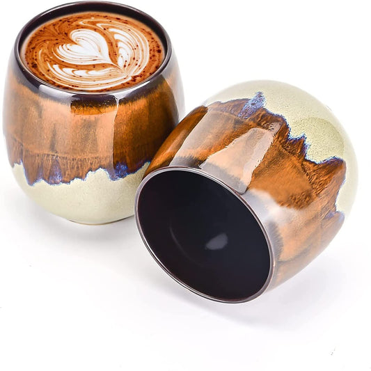 FLJZCZM Espresso Cups, 3 oz (Set of 2) – Brown Ceramic