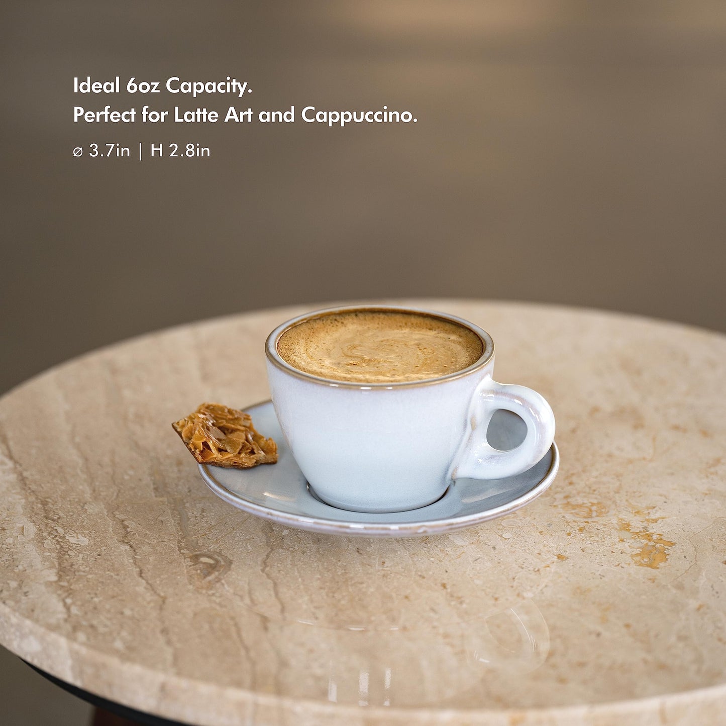KIVY 3 oz Stoneware Espresso Cups & Saucers (Set of 4) – Blue