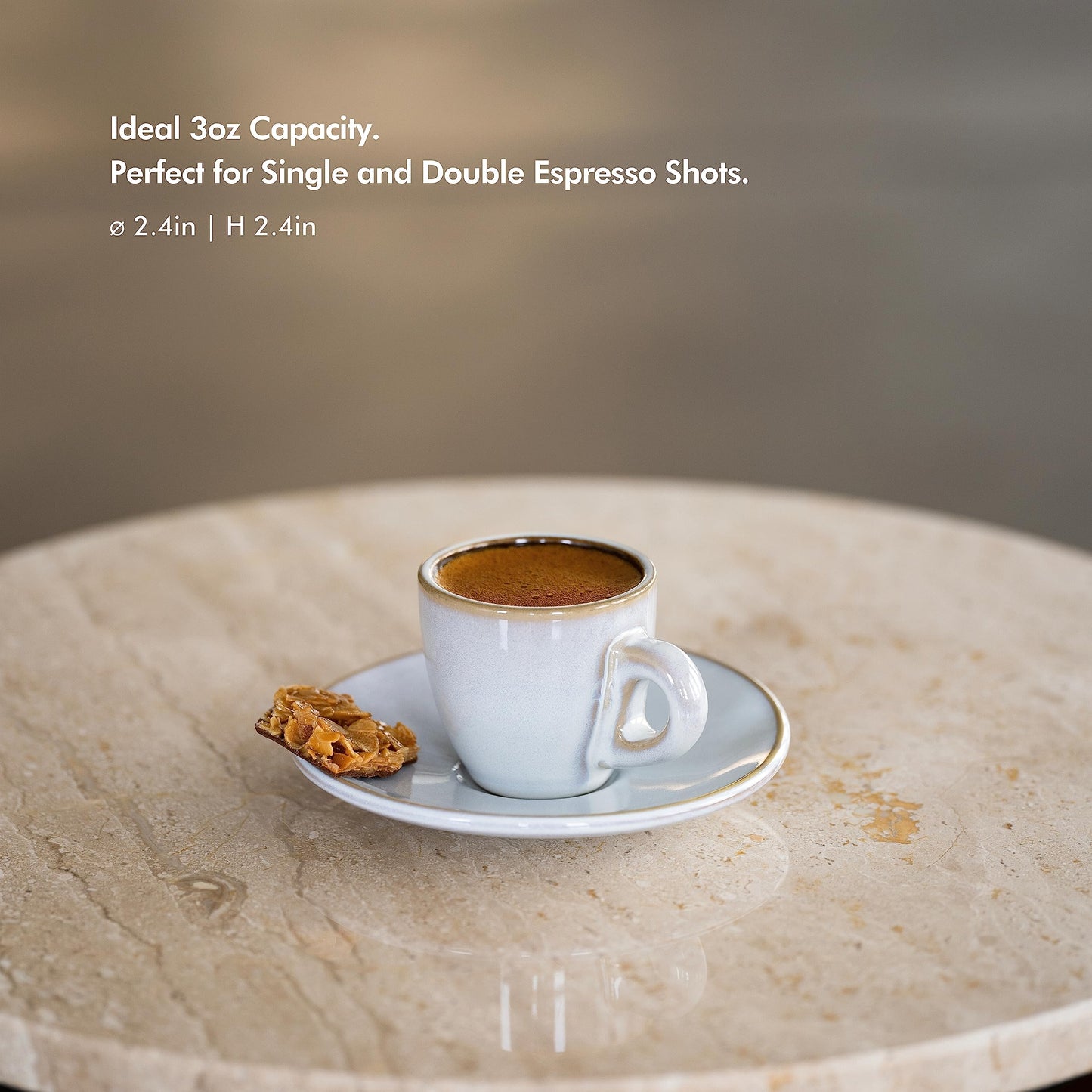 KIVY 3 oz Stoneware Espresso Cups & Saucers (Set of 4) – Blue